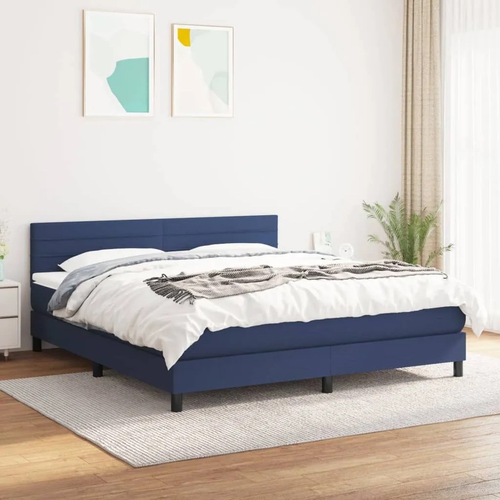 ΚΡΕΒΑΤΙ BOXSPRING ΜΕ ΣΤΡΩΜΑ ΜΠΛΕ 180X200 ΕΚ. ΥΦΑΣΜΑΤΙΝΟ 3140159