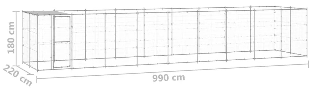 vidaXL Κλουβί Σκύλου Εξ. Χώρου με Στέγαστρο 21,78 μ² Γαλβ. Χάλυβας