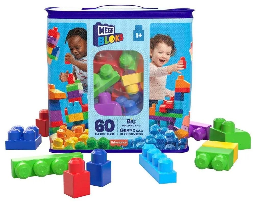 Μεγάλη Τσάντα Με Τουβλάκια DCH55 60τμχ 1 ετών+ Multicolor Mattel Mega