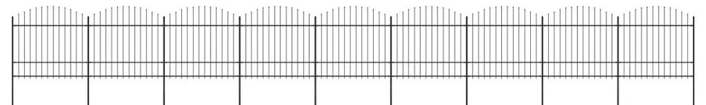 vidaXL Κάγκελα Περίφραξης με Λόγχες Μαύρα (1,5-1,75)x15,3 μ. Ατσάλινα