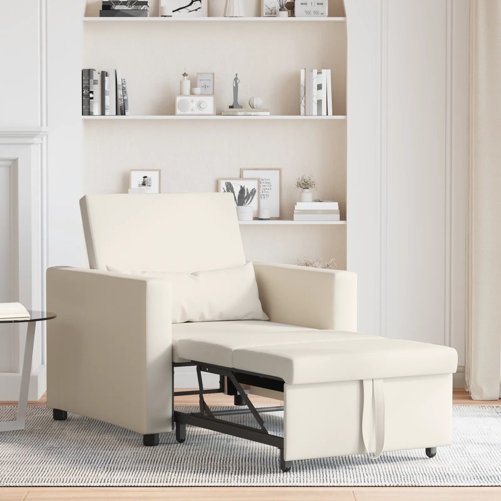 vidaXL Μονός καναπές-κρεβάτι Κρεμ λευκό 90 x 165 x 87 εκ. Λινό