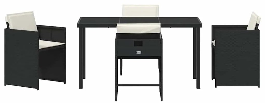 vidaXL Σέτ φαγητού για κήπο με μαξιλάρι 5 pcs Μαύρο συνθετικό ρατάν