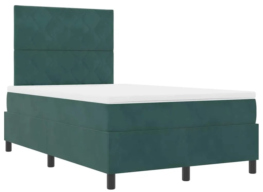 vidaXL Κρεβάτι με ελατήρια Σκούρο πράσινο 120 x 200 cm Βελούδο