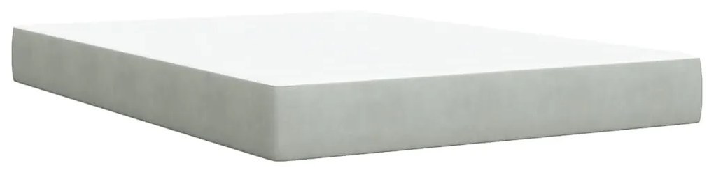 Κρεβάτι Boxspring με Στρώμα Ανοιχτό Γκρι 140x190 εκ. Βελούδινο - Γκρι