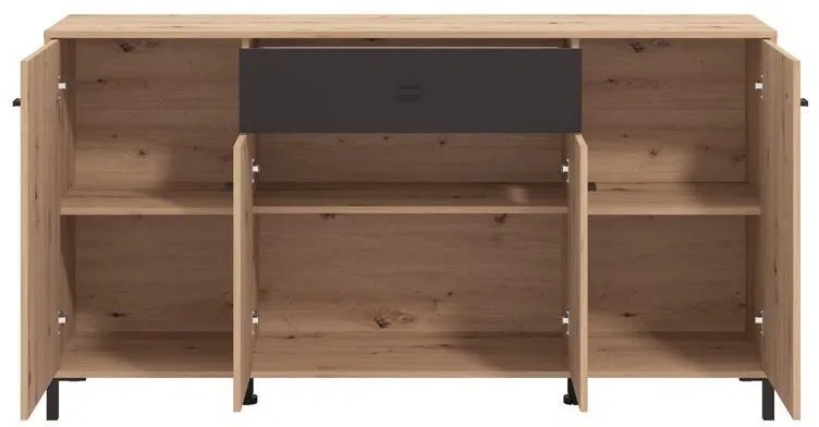 Μπουφές Avignon 170 4K1F4V Artisan oak - Μαύρο 170x40x90εκ. 170x40x90 εκ.
