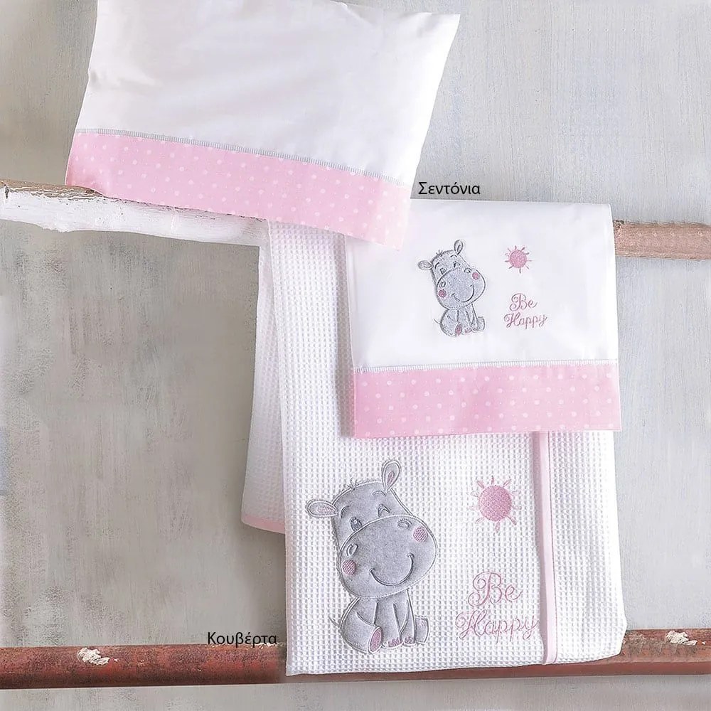 Σεντόνια Βρεφικά Με Κέντημα Sander 583 (Σετ 3τμχ) Pink Ρυθμός Κούνιας 100x160cm 100% Cotton