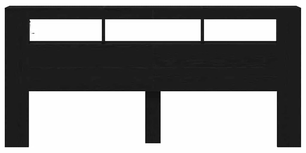 vidaXL LED κεφαλάρι με ράφι Μαύρη δρυς 220 x 18.5 x 103.5 εκ
