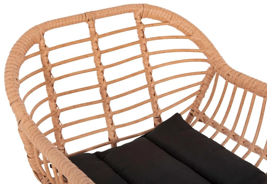 ΣΚΑΜΠΟ ΜΠΑΡ ΨΗΛΟ ALLEGRA  ΜΠΕΖ P.E. RATTAN-ΜΑΥΡΟ ΜΕΤΑΛΛΟ 54x55x108Υεκ. 54x55x108 εκ.