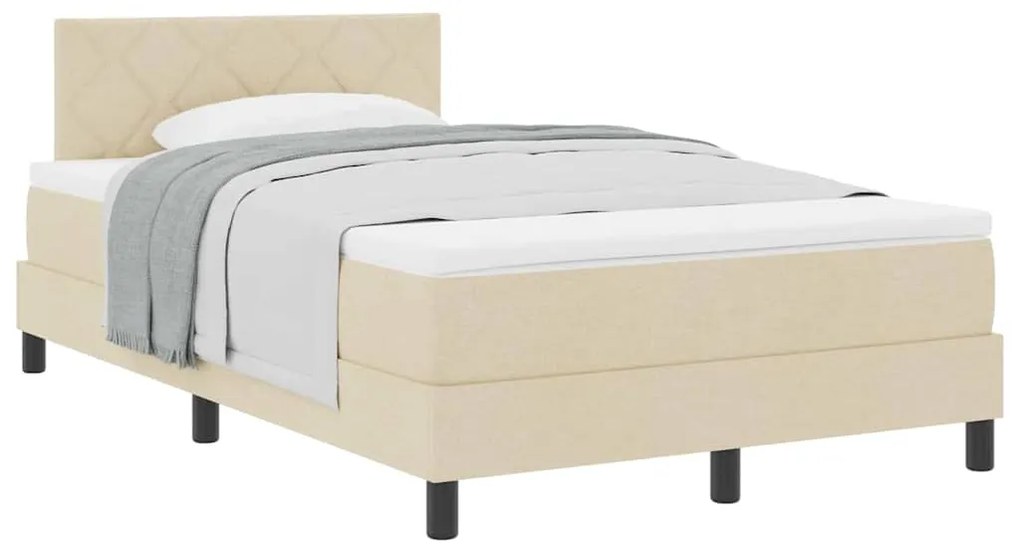 vidaXL Κρεβάτι box spring με στρώμα με στρώμα Κρεμ 120 x 200 cm ύφασμα