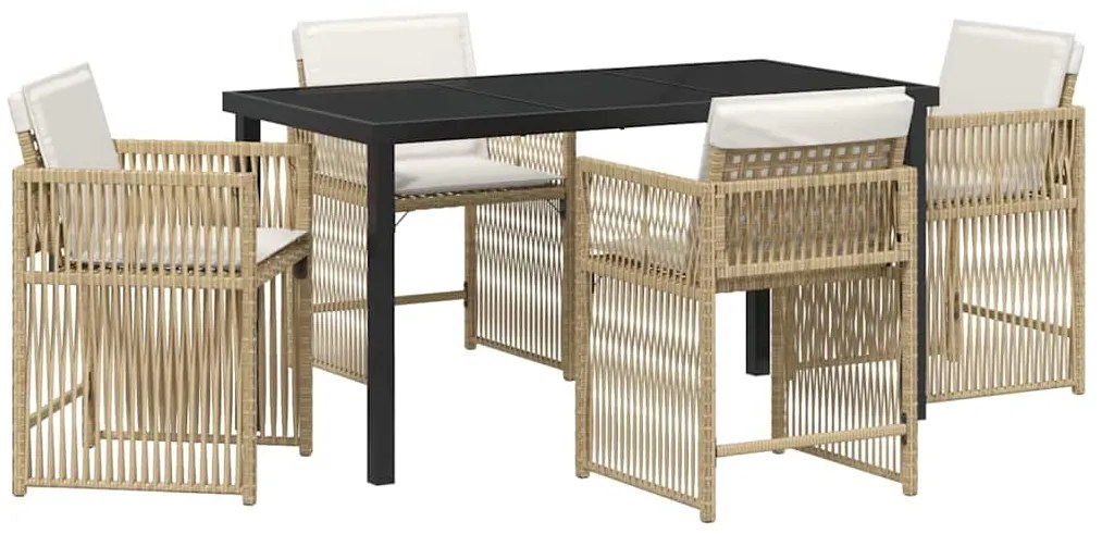 vidaXL Σέτ φαγητού για κήπο 5 pcs Μπεζ συνθετικό ρατάν