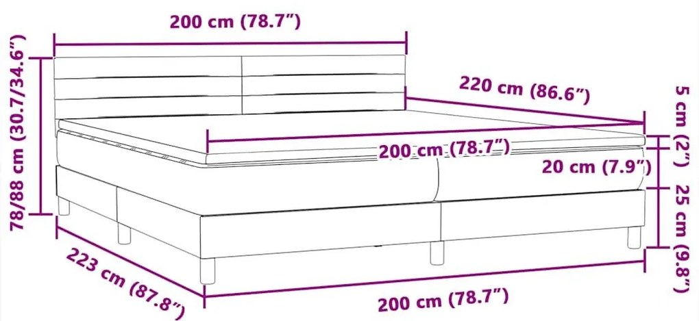 Box Spring κρεβάτι με στρώμα σκούρο μπλε 200x220 cm Βελούδινο - Μπλε