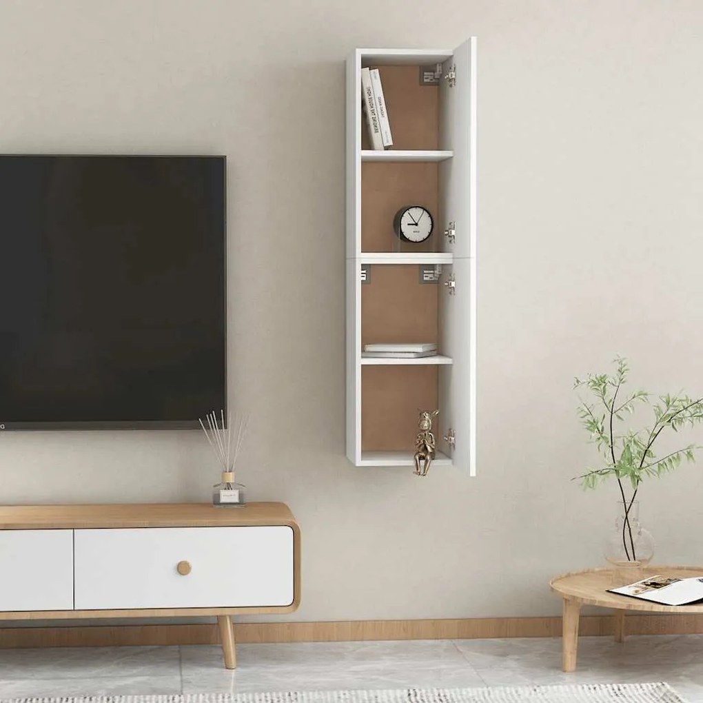 vidaXL Έπιπλα Τηλεόρασης 2 τεμ. Λευκά 30,5x30x60 εκ. από Επεξ. Ξύλο