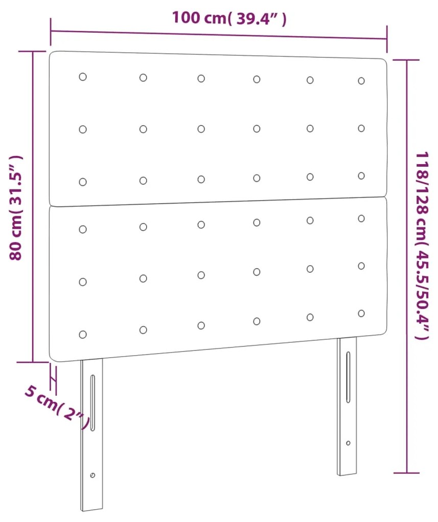 vidaXL Κεφαλάρι Κρεβατιού LED Σκούρο Γκρι 100x5x118/128 εκ. Βελούδινο