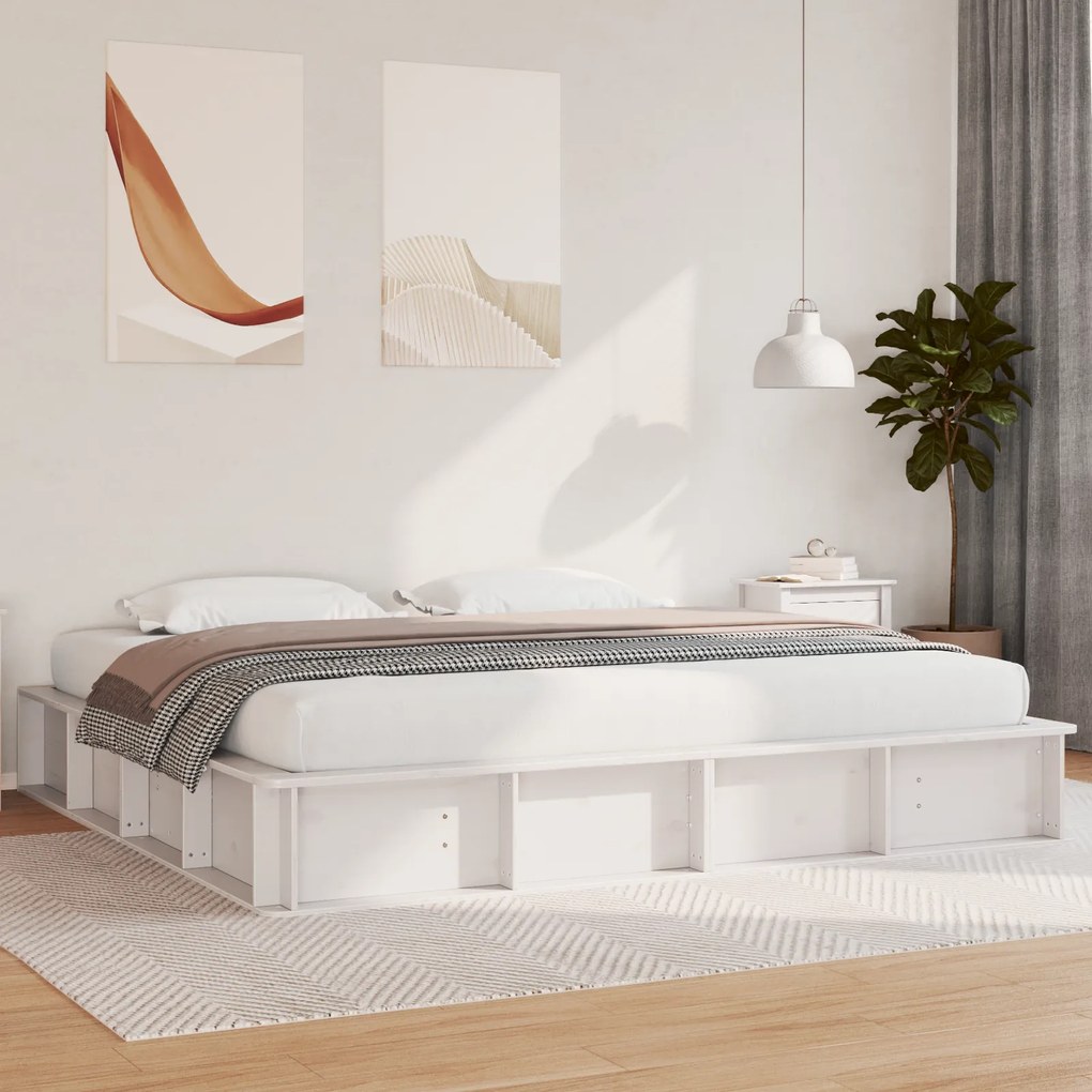 vidaXL Σκελετός Κρεβατιού Λευκό 180 x 200 cm Ξύλο και Μέταλλο