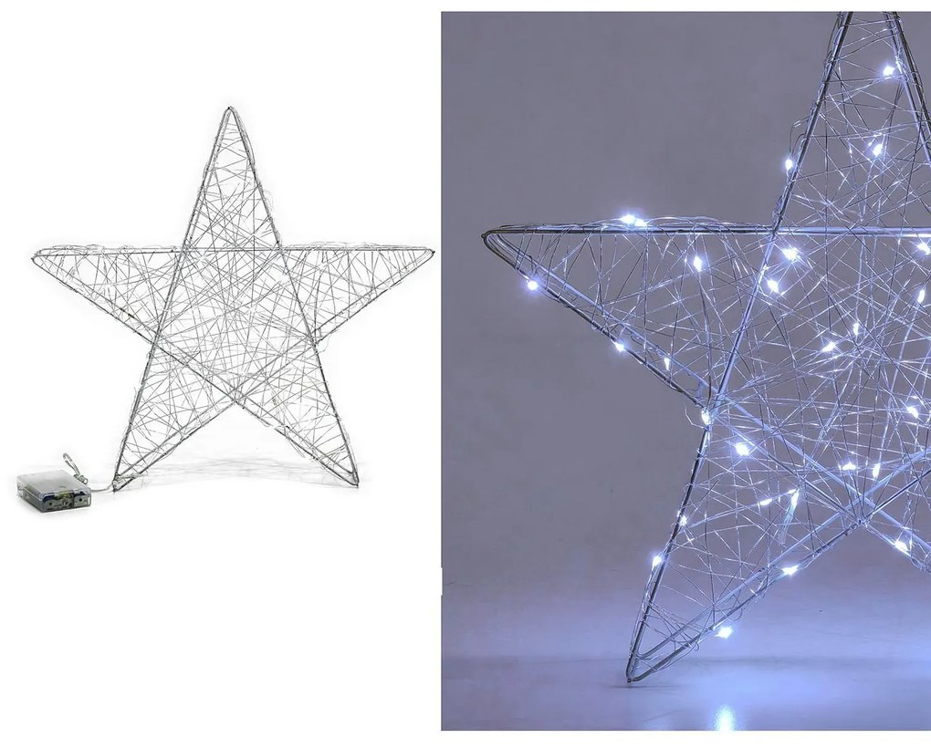 Αστέρι Με Φως Ασημί 40cm
