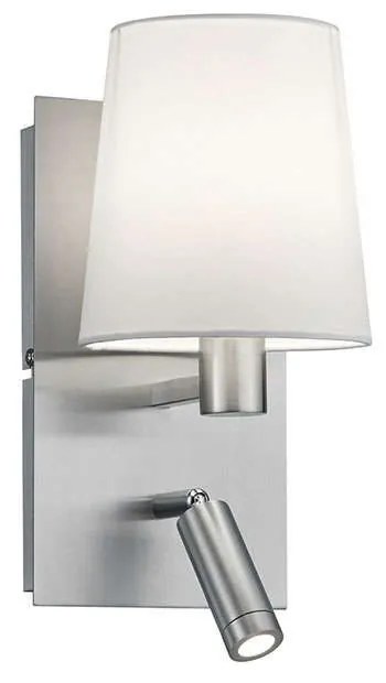 Φωτιστικό Τοίχου-Απλίκα Led Marriot 310Lm 14x30cm Nickel Mat-White 271470207 Trio Lighting Metal, Fabric