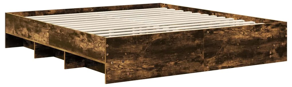 vidaXL Σκελετός Κρεβατιού με κεφαλάρι Καπνιστό Δρύς 200 x 200 cm