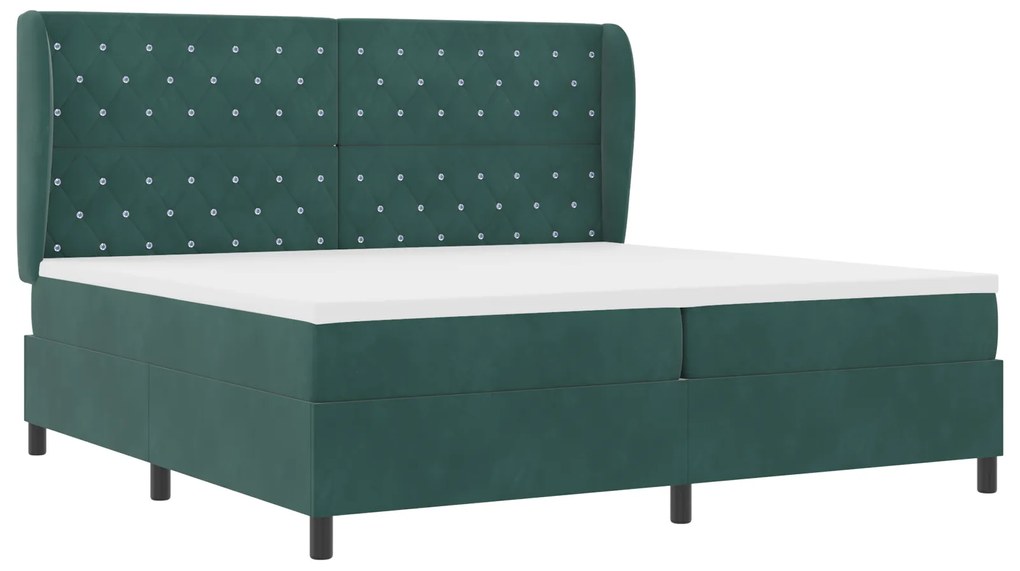 vidaXL κρεβάτι box spring με στρώμα σκούρο πράσινο 200x200 εκ. βελούδινο