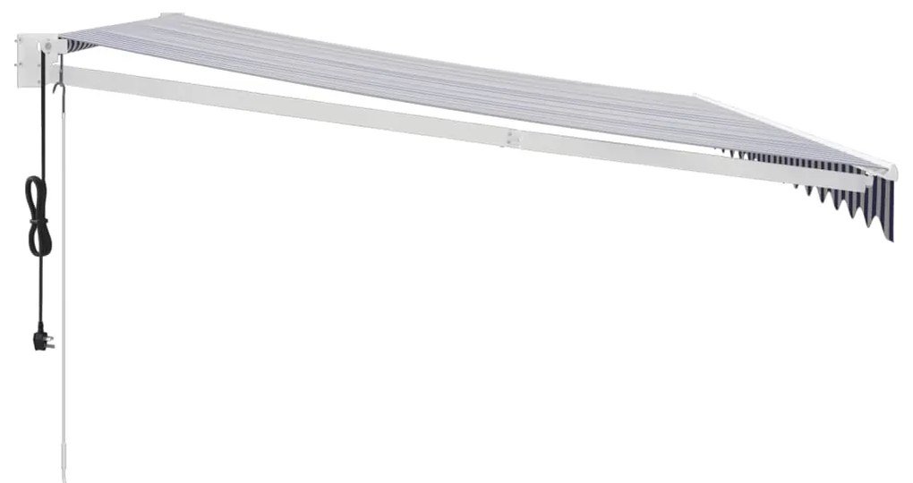 vidaXL Τέντα Πτυσσόμενη Αυτόματη Μπλε / Λευκό 4 x 3 μ.