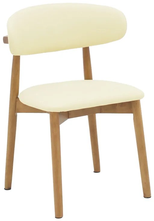 Καρέκλα Ubene pakoworld rubberwood και pu σε καρυδί και μπεζ απόχρωση 46x58x79εκ