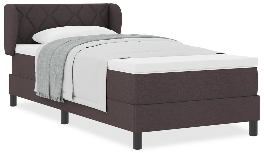 vidaXL Κρεβάτι με Στρώμα Dark Brown 100x200 cm Υφάσματος