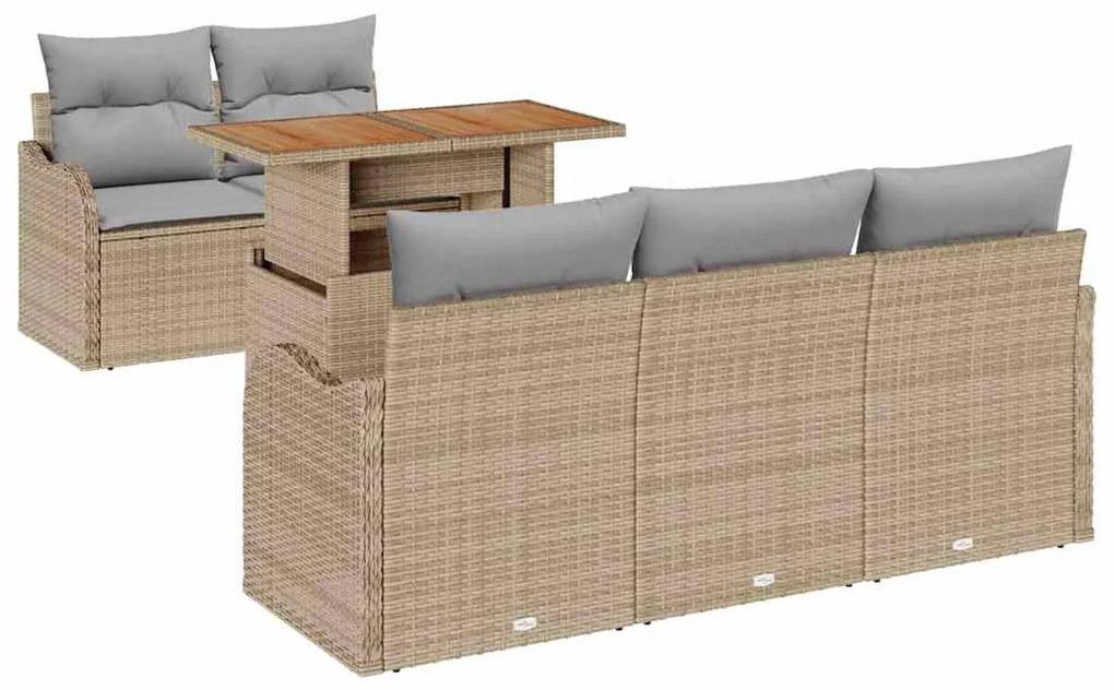 vidaXL Σετ Καναπέ Κήπου 6 pcs μπεζ και ανοιχτό γκρι 100 x 55 x 73 εκ