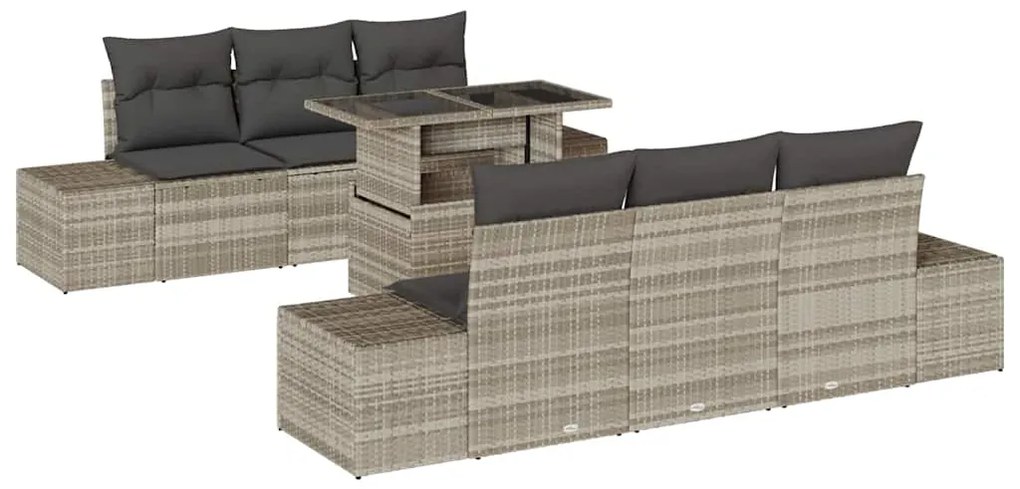 vidaXL Σετ Καναπέ Κήπου με μαξιλάρι 7 pcs Μπεζ Γκρι 100 x 55 x 73 εκ
