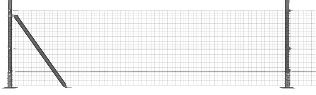 vidaXL Φράχτης  Welded Wire με 13 Στήλες με Στεφάνι Γκρι 0.6x25 μ Ατσάλι