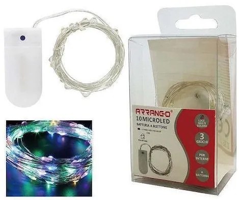 10 Χριστουγεννιάτικα Λαμπάκια LED Πολύχρωμα 1μ σε Σειρά Fairy String Lights Rice Light Arrango AN79363