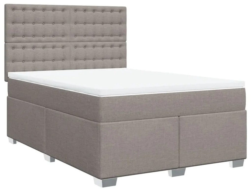 Κρεβάτι Boxspring με Στρώμα Taupe 140x200 εκ. Υφασμάτινο - Μπεζ-Γκρι