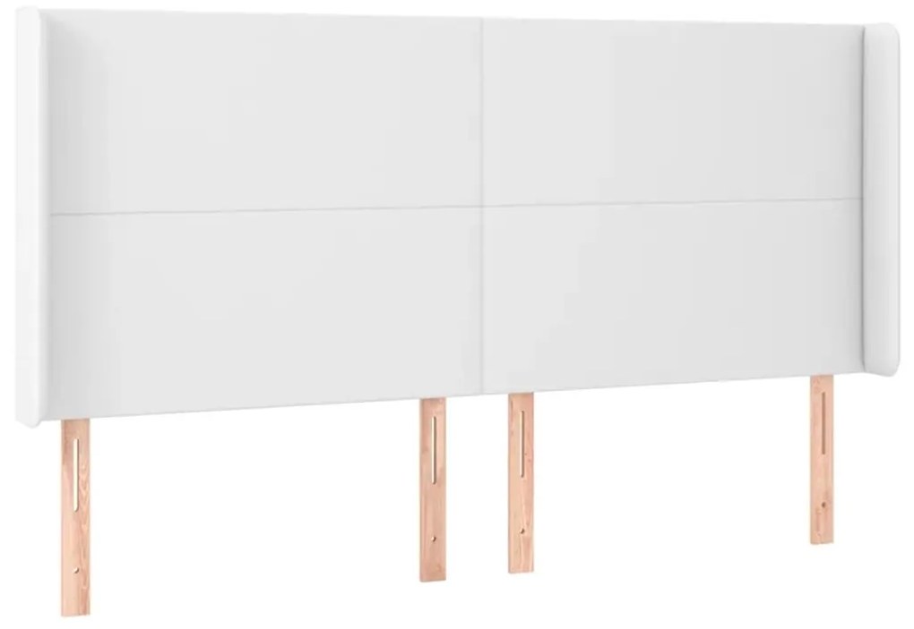 Κεφαλάρι με Πτερύγια Λευκό 163x16x118/128 εκ. Συνθετικό Δέρμα - Λευκό