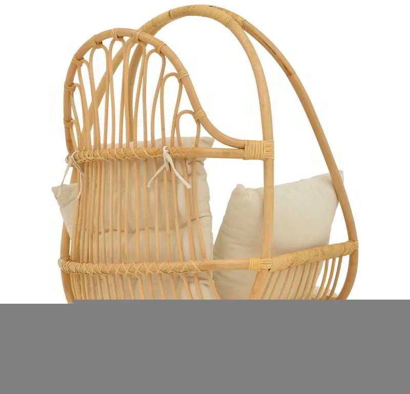 Κρεμαστή κούνια Jorg pakoworld φυσικό rattan-κρεμ μαξιλάρι 80x59x105εκ