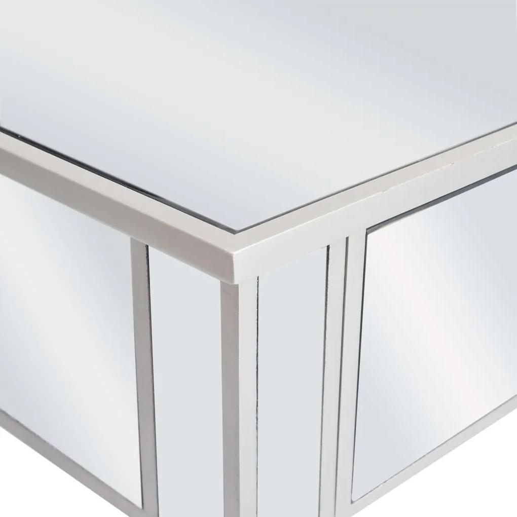 Τραπέζι Κονσόλα Καθρέφτης 106,5 x 38 x 76,5 εκ. από MDF &amp; Γυαλί - Ασήμι