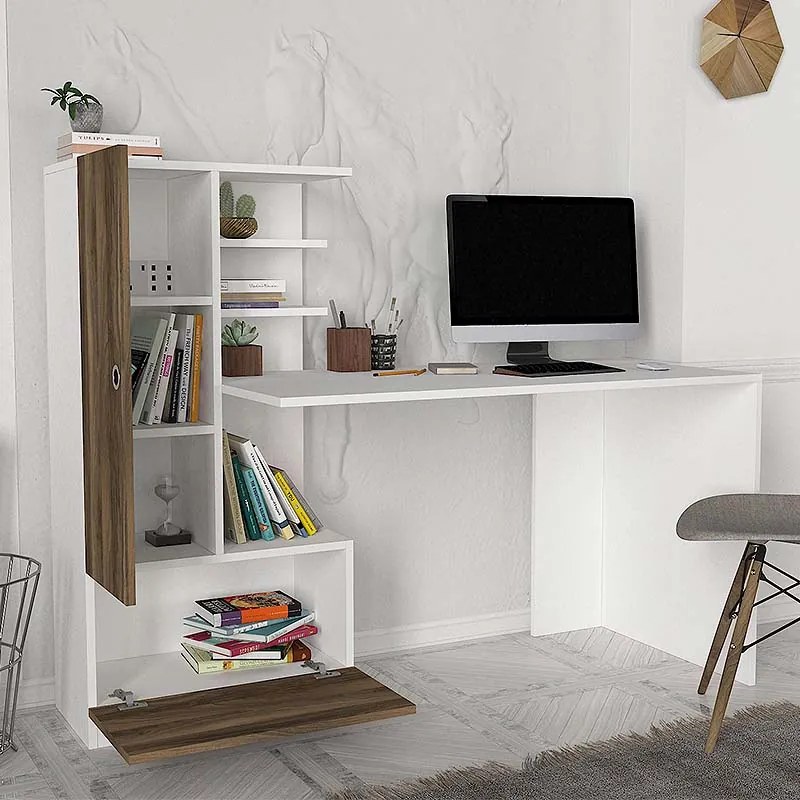 ΓΡΑΦΕΙΟ ΕΡΓΑΣΙΑΣ DOMINGO MEGAPAP ΧΡΩΜΑ ΛΕΥΚΟ - ΚΑΡΥΔΙ 149,5X60X120ΕΚ.