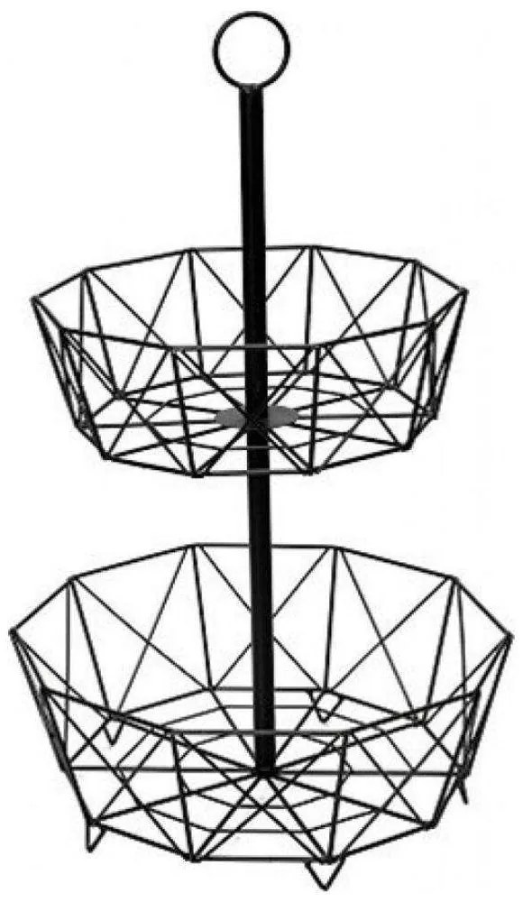 Φρουτιέρα Μεταλλική 2 Επιπέδων AST404 60cm Black Espiel Metal