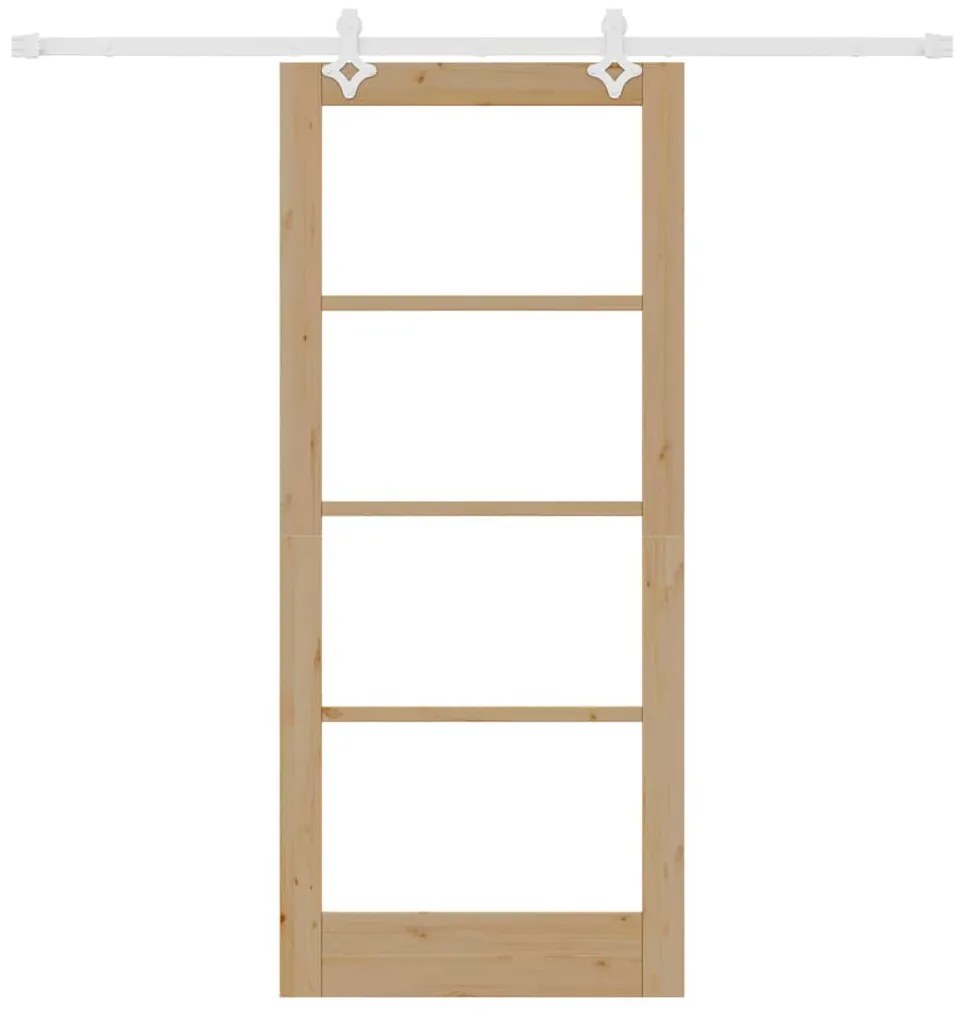 vidaXL Συρόμενη Πόρτα Καφέ 86 x 198.5 cm Ξύλο και μέταλλο