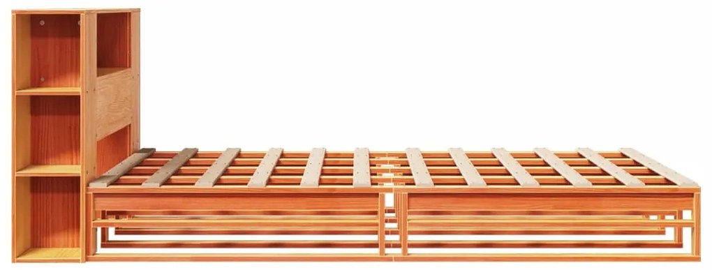 vidaXL Κρεβάτι Βιβλιοθήκη Χωρίς Στρώμα Καφέ 135x190 εκ Μασίφ Πεύκο