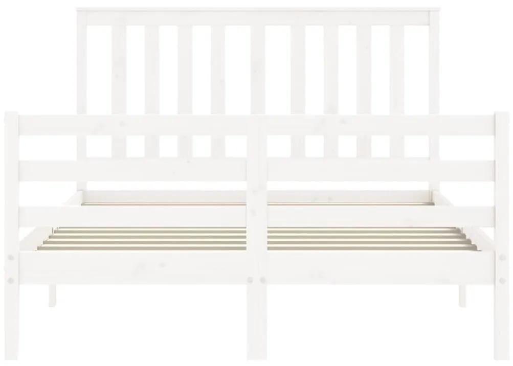 Πλαίσιο Κρεβατιού με Κεφαλάρι Λευκό από Μασίφ Ξύλο Double - Λευκό