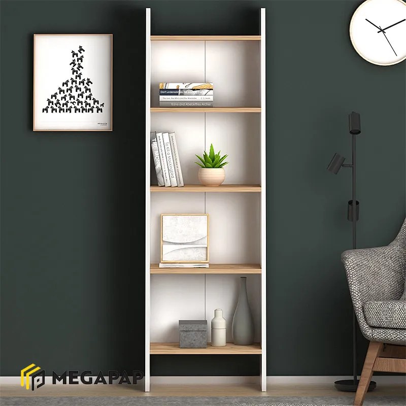 ΒΙΒΛΙΟΘΗΚΗ ΜΕΛΑΜΙΝΗΣ FLORA MEGAPAP ΧΡΩΜΑ WHITE PINE 52X25X158ΕΚ.