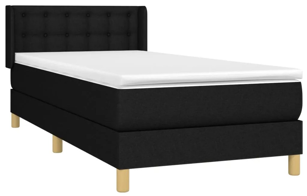 vidaXL Κρεβάτι Boxspring με Στρώμα Μαύρο 80 x 200 εκ. Υφασμάτινο