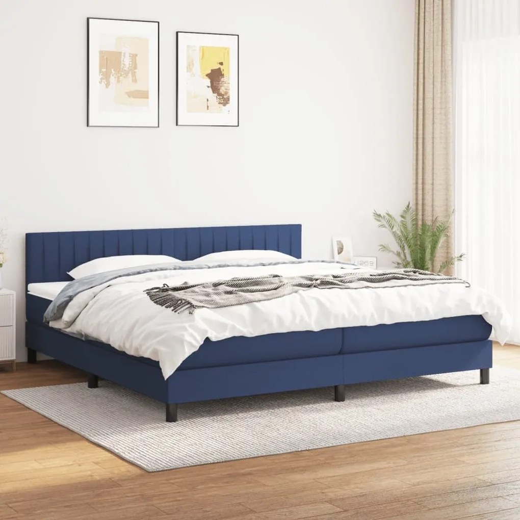 ΚΡΕΒΑΤΙ BOXSPRING ΜΕ ΣΤΡΩΜΑ ΜΠΛΕ 200X200 ΕΚ. ΥΦΑΣΜΑΤΙΝΟ 3140247