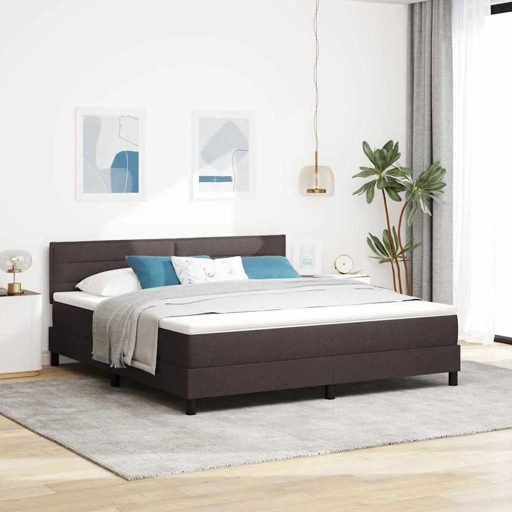 vidaXL Κρεβάτι με Στρώμα Σπαστό Σκούρο Καφέ 180x200 εκ. Ύφασμα
