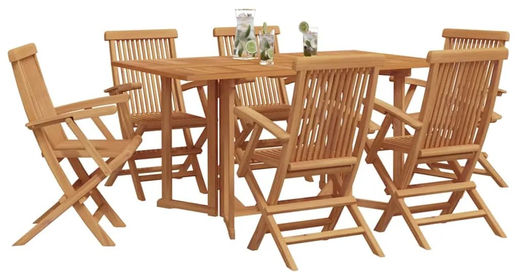 vidaXL Σέτ φαγητού για κήπο 7 pcs Καφέ 150 x 90 x 75 cm