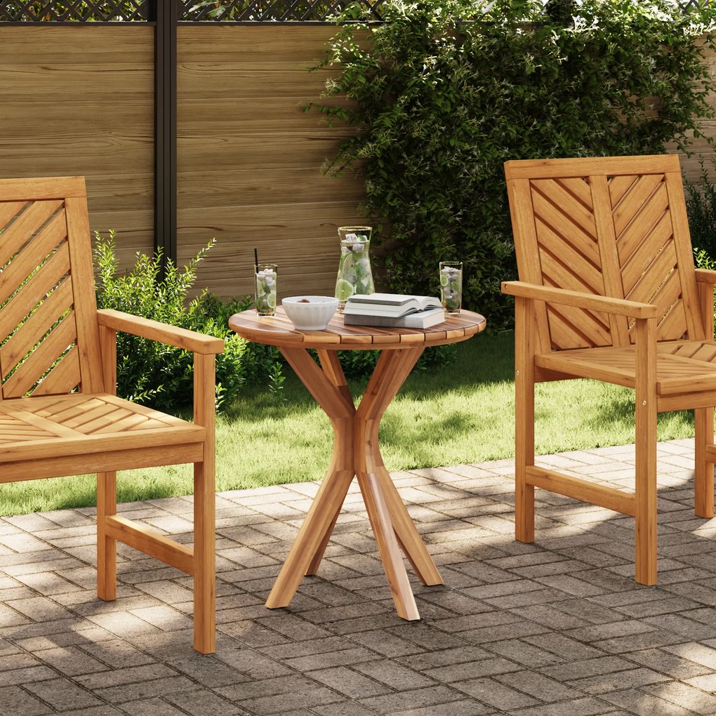 vidaXL Τραπέζι Bistro Κήπου Ø70x75 εκ. Μασίφ Ξύλο Teak