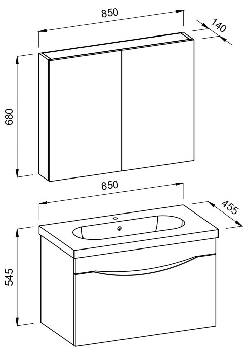 Πάγκος SMILE Λευκό / Barok MDF 18mm Λάκα 85 3SSMI085WBM 85x45.5x54.5cm