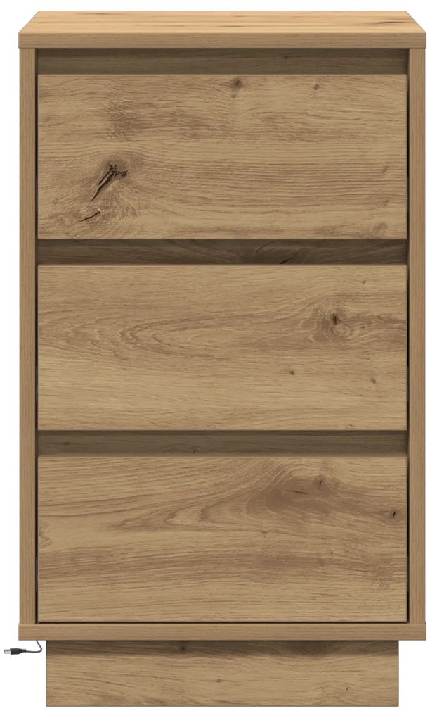 vidaXL κομοδίνο με LED Ξύλο Artisan Oak 39x34.5x65 εκ. Επεξεργασμένο Ξύλο