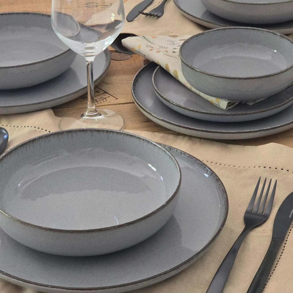 Σερβίτσιο Πιάτων Πορσελάνης Pearl Mood Γκρι – Σετ 18τμχ - Kutahya Porselen