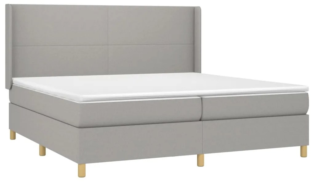 vidaXL Κρεβάτι Boxspring με Στρώμα Ανοιχτό Γκρι 200x200 εκ. Υφασμάτινο