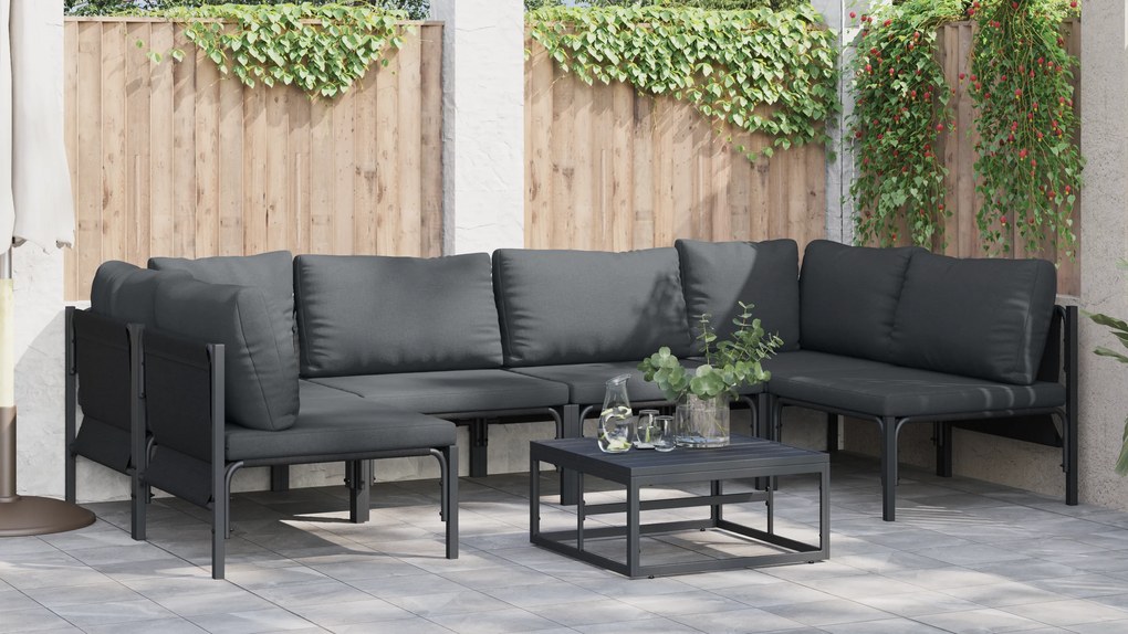 vidaXL Σετ Καναπέ Κήπου 6 pcs Ανθρακί Ατσάλι