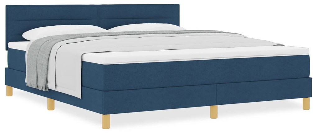 vidaXL Κρεβάτι με Βαλίτσα και Στρώμα Μπλε 180x200 εκ. Ύφασμα